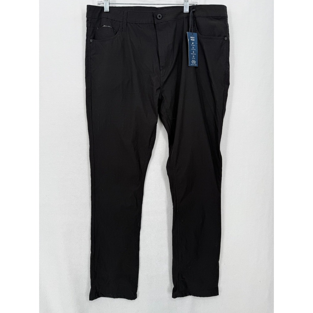 Kenneth Cole Men's 38x32 Tech Pant Slim Fit Black 4-Way Stretch Lightweight